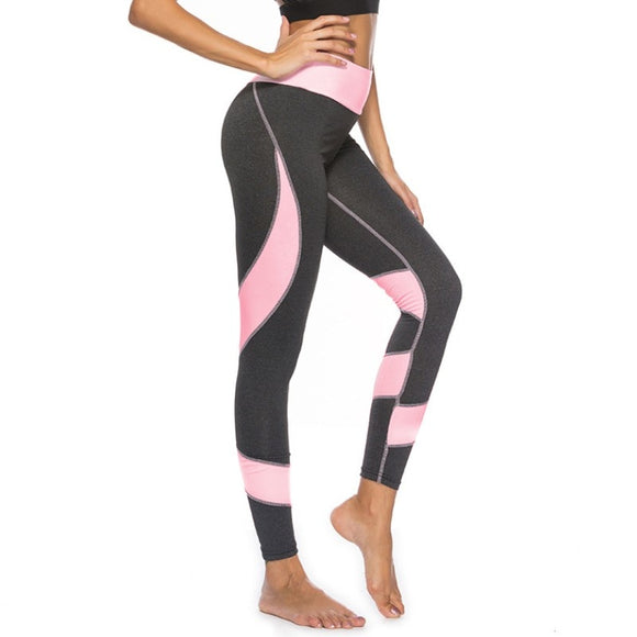 New High Waist Slim Fitness Leggings Women Gray Pink