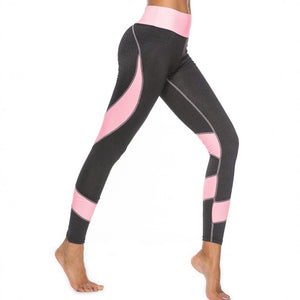 New High Waist Slim Fitness Leggings Women Gray Pink